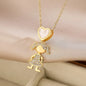 Luxury Gold-Plated Heart-Shaped Pendant Necklace for Boys And Girls Korean Trend Niche Anti Allergy Jewelry Gift