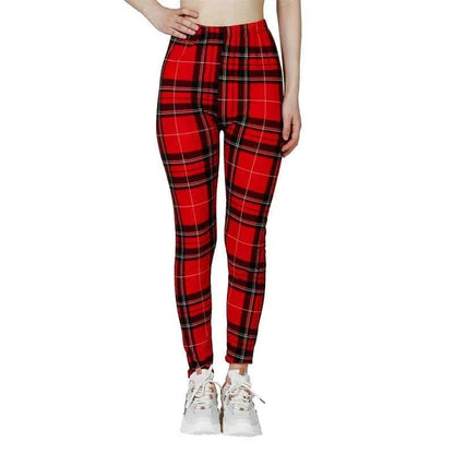 Red Checkered Women’s Sports Leggings