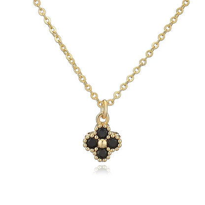 HECHENG, 18K Gold Plated Brass Cubic Zirconia Bijoux Exquisite Flower‑Shaped Women Necklace Dainty Collarbone Chain Jewelry Gift