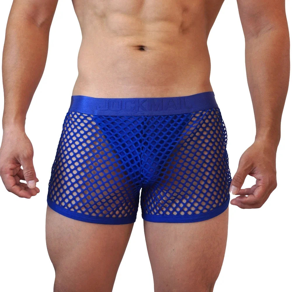 Men Underwear Boxer Thong 2 in 1 Lined with Thong Jockstrap Home Shorts Boxer Man Panties Sexy Soft Sport Short Boxer Mesh