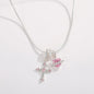 Heart Cross Pendant Necklace for Women Stainless Steel Necklace 14K Gold Plated Snake Chain Necklace with Pink Zircon Heart & Cross Charms, Hypoallergenic Dainty Layering Pendant Necklace Jewelry Gift for Women Girls Valentin