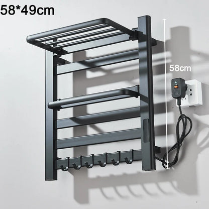 Electric Towel Dryer Black/White Bathroom Electric Rack Digital Display Temperature Time Control Towel Warmer Rail