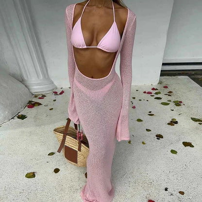 Sexy 3-Piece Micro Bikini with Long Sleeves