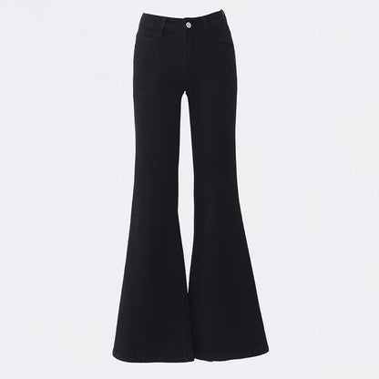 KSTUN 2025 New Low Waist Boot Cut Jeans For Women Fashion Stretch Denim Flared Pants Black Casual Female Bell Bottom Trousers