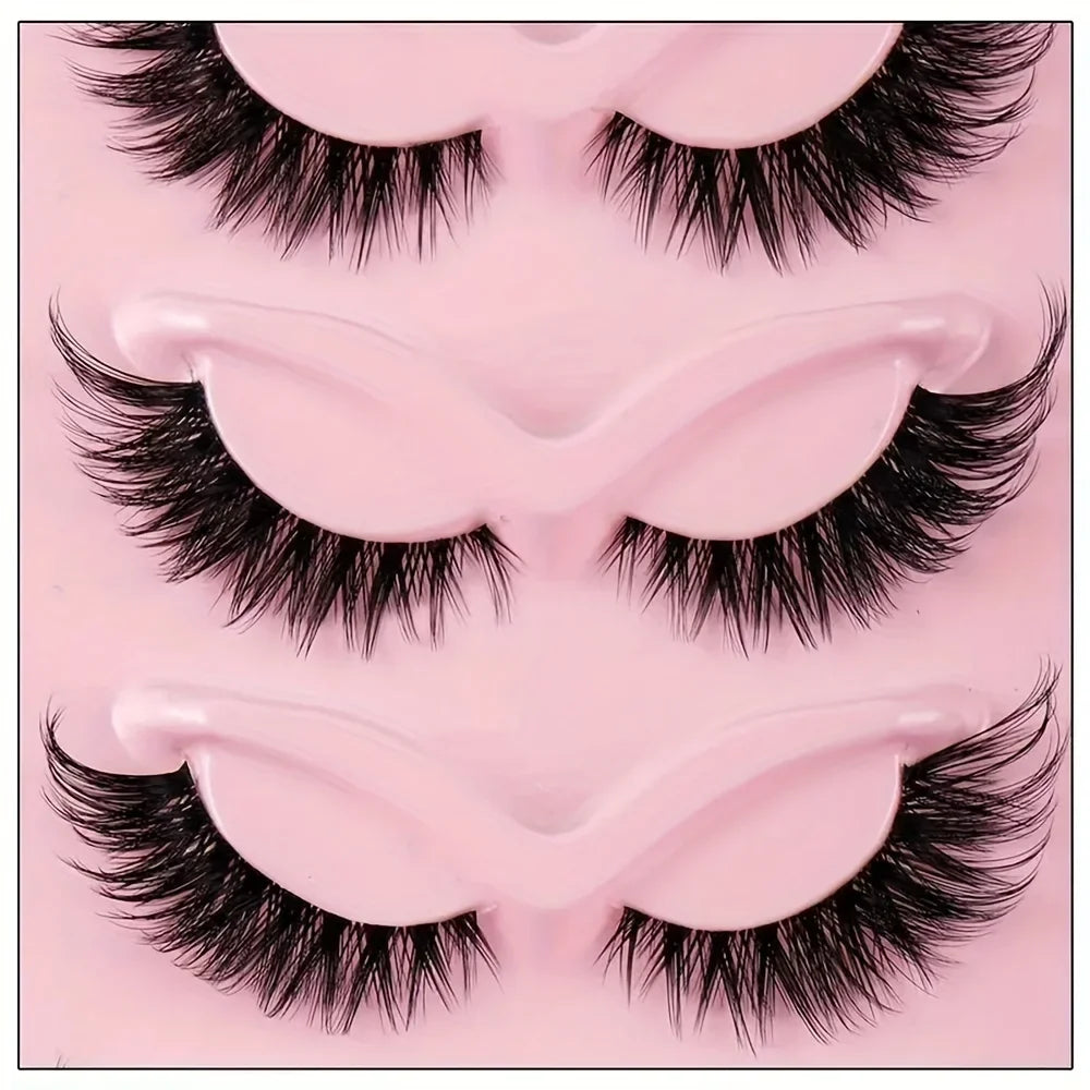 5 Pairs False Eyelashes - Natural Long, Cat Eye Style, Winged Tips, Manga Lashes for Eye Elongation
