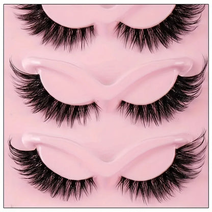 5 Pairs False Eyelashes - Natural Long, Cat Eye Style, Winged Tips, Manga Lashes for Eye Elongation