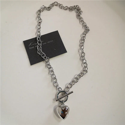 Punk Rock Black Heart Cross Pendant Chain Necklace For Men Women Cool Hip Hop Street Vintage 90s Y2K Grunge Goth Accessories