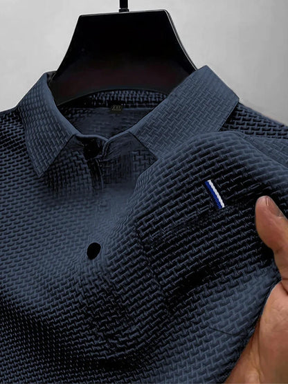 Cool Breeze Men’s Summer Ice Silk Lapel Pocket Polo Shirt