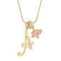 Fashion Letter Necklace for Women Pink Zircon Heart-shaped Pendant Suitable for Girls to Wear Personalized Gold-plated Jewelry