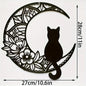 HelloYoung Black Cat On The Moon Wall Pediments, Cat And Moon Metal Wall Decor, Cat Wall Sculpture for Cats Lover, Home Decor