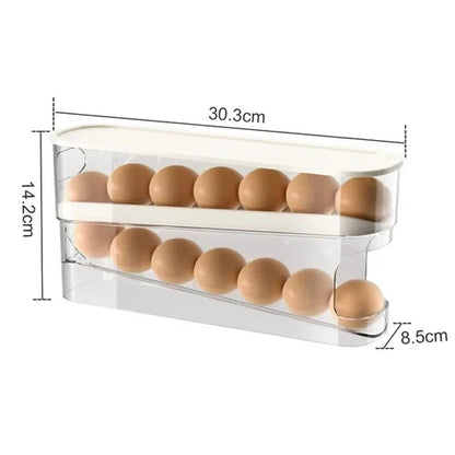 Bilayer Fridge Egg Storage Box Automatic Rolling Eggs Holder Rack Ladder Style Refrigerator Eggs Dispenser Egg Organizer Holder