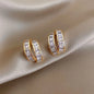 Vintage CC Design Stud Earrings for Women Korean Fashion X Cross Zircon Earring Engagement Jewelry Gifts Wholesale