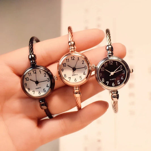 YIKAZE Women Watches Small Gold Bangle Bracelet Watch Stainless Steel Retro Ladies Quartz Wristwatch Clock Fashion Dress Watch