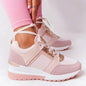 Women's Sneakers Platform Casual Shoes Solid Color Vulcanized Shoes Lace-Up Lightweight Tennis Shoe Wedges Plus Size Women Shoes
