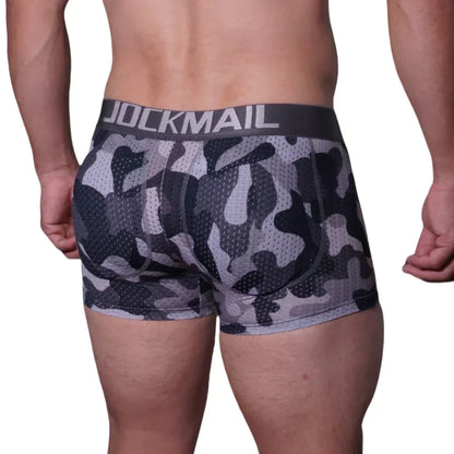 Men's Sexy Ice Mesh Breathable Butt Lift Boxer Briefs Underwear,Comfy Padded Underwear Boxer with Hip Pad Buttocks Boxer Trunk