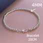 925 Sterling Silver Round Bead Chain Necklace 4/6/8mm Smooth Ball Beads 40-60CM Choker Necklaces for Women Daily Jewelry