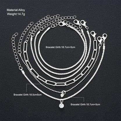 6pcs 925 Sterling Silver Rhinestone Bracelets for Women Girls Luxury
