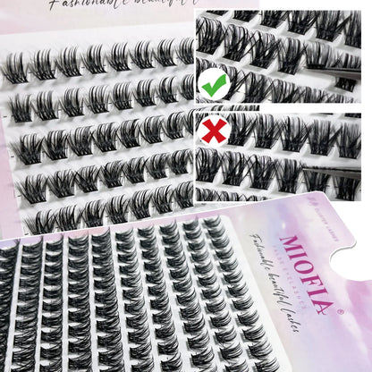 MIOFIA DIY Eyelash Clusters Fluffy Natural Anime Lashes 8-14mm Mixed Length Large capacity 3D Russian Volume Eyelash Extension