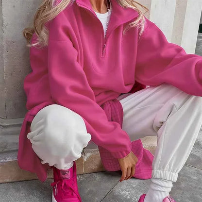 CozyPink Lamb Fleece Women's Zipper Hoodie