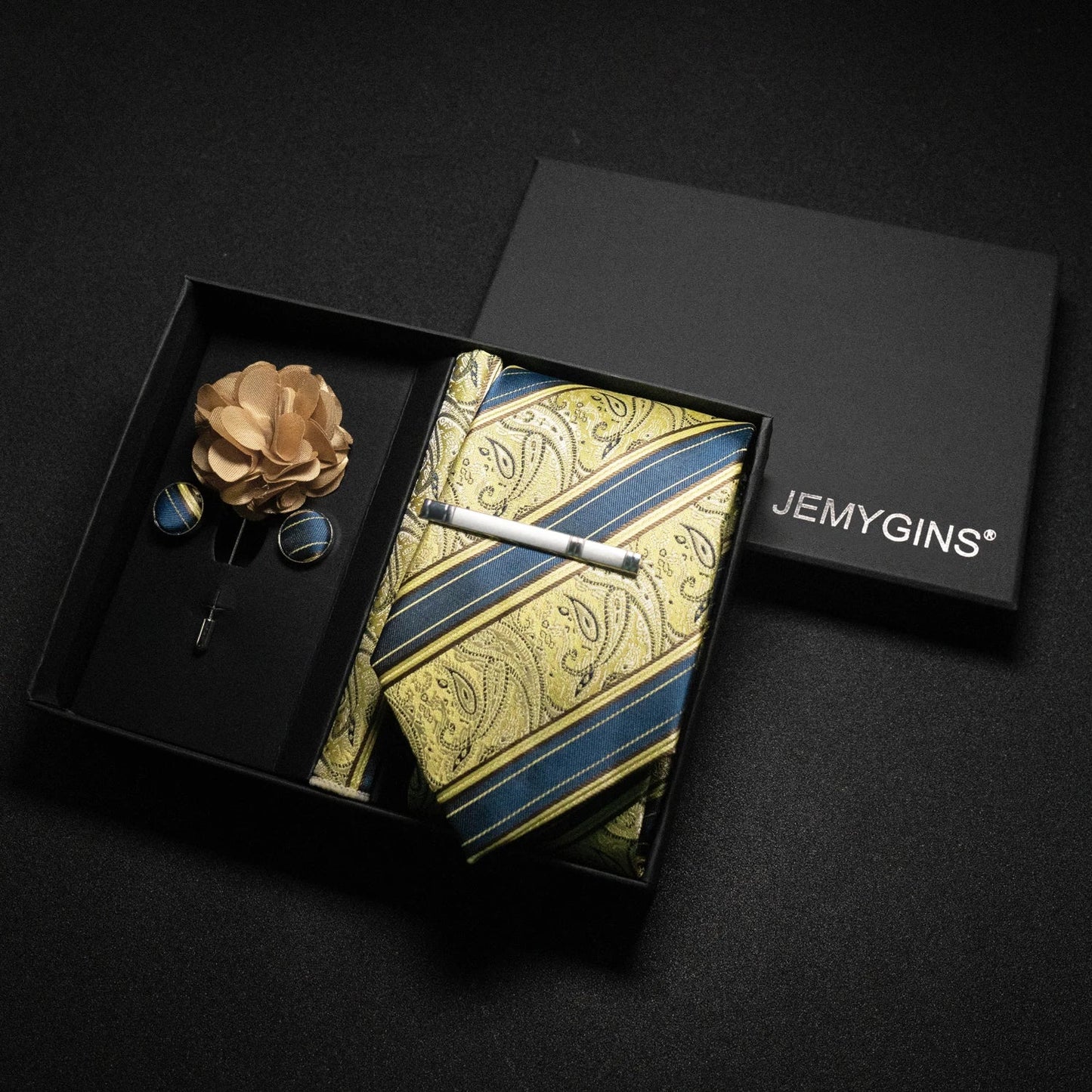 Wine red Men Tie Paisley Silk Tie Pocket Square Cufflink Luxury Gift Box Set Wedding Gravat Accessories Neck Tie For Men