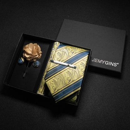 Wine red Men Tie Paisley Silk Tie Pocket Square Cufflink Luxury Gift Box Set Wedding Gravat Accessories Neck Tie For Men