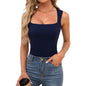 Sexy Slimming T-Shirts for Women Fashion Square Neck Sleeveless Tops Harajuku Tanks Woman Clothes Casual Top Tees Streetwear
