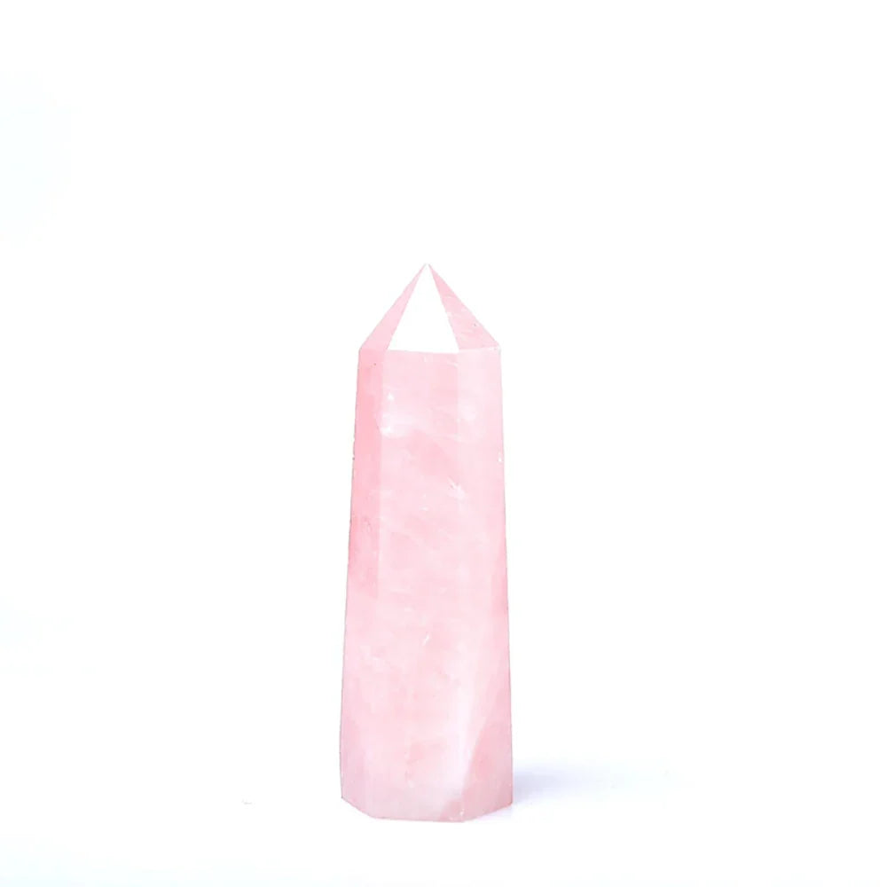 1PC Natural Rose Quartz Crystal Point Pink Crystal Column Hand Polished Hexagon Obelisk for Room Furnishing Decor Crafts Gifts