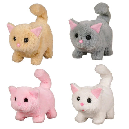 Simulation Interactive Cat Plush Toy – Walking, Tail Wagging, Head Shaking – Electronic Stuffed Doll Gift