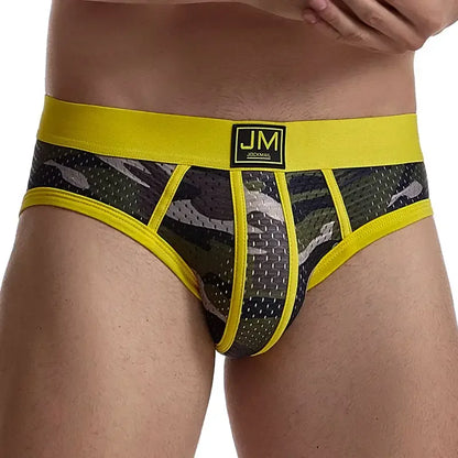 Man's Underwear Briefs Underpants Nylon Low-rise Mesh Breathable Camouflage Men's Briefs Swimwear Shorts