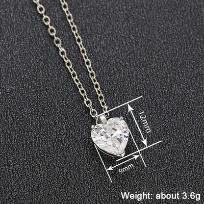 Huitan Sweet Heart Women Pendant Necklace for Wedding Engagement Anniversary Romantic Accessories Jewelry Gift Inlaid Shiny CZ
