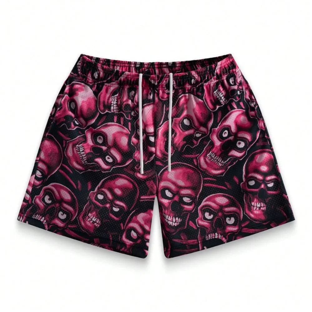 Premium 3D Printed Men's Hawaiian Shorts - Ultra Casual Skull Graphic for Summer Vacations and Sport Running