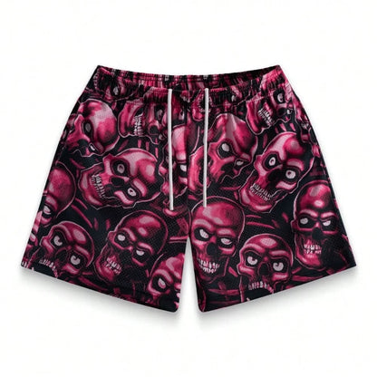 Premium 3D Printed Men's Hawaiian Shorts - Ultra Casual Skull Graphic for Summer Vacations and Sport Running