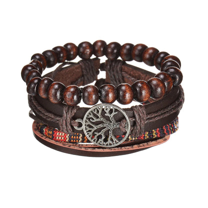 MeMolissa New Fashion Braided Wrap Leather Bracelets for Men High Quality Vintage Charm Wood Beads Ethnic Tribal Wristbands