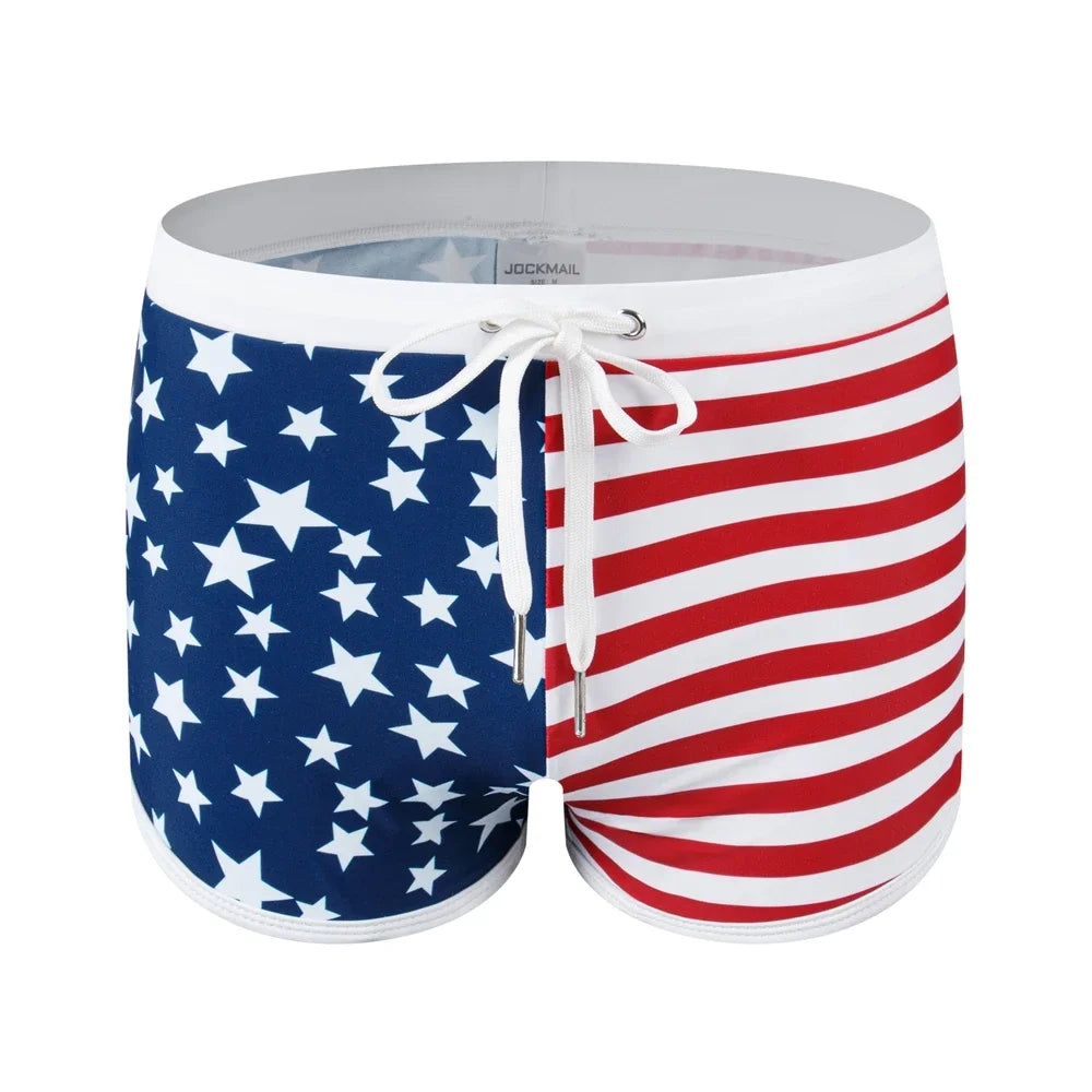 JOCKMAIL Print Men's Swimwear Trunks Sexy Beach Surfing Swim Suit Shorts Men Swimsuit Swimming Pants  Nylon Ice Silk Home Shorts
