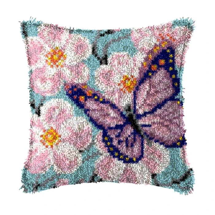 Knot Pillow Package Latch Hook Kit Cushion Pillowcase Kussen Set For Needlework DIY Butterfly Flower Plant Series Latch Hook Kit