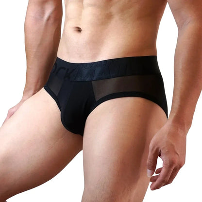 Jockmail Men Briefs Mens Panties Sexy Transparent Mesh Ice Silk Gay Men Underwear Sissy Men Underpants Ropa Interior Hombre