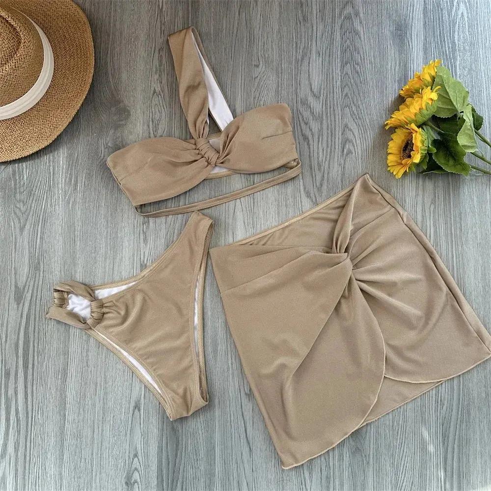 Women's 3-Piece Swimsuit Set Women's Swimsuit 3-Piece Set - Floral Lace-Up - Trendy Design