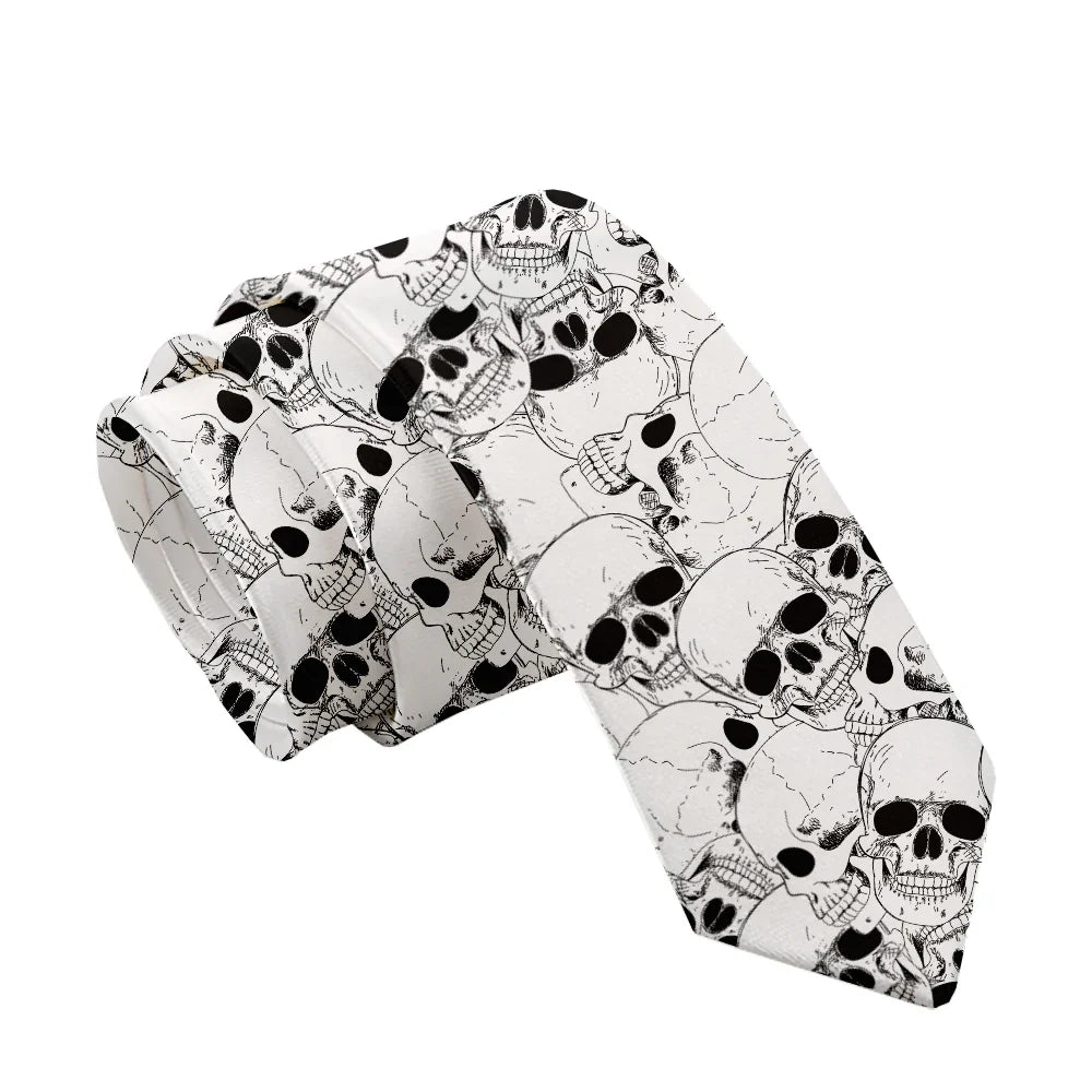Fashion skull 3D printed tie art design personality tie adult 8cm wide polyester slim shirt suit party accessories