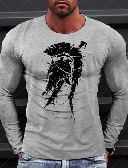 Sparta Vintage Graphic Men's Long Sleeve T-shirt for Men Clothing Casual Tops Tee Fashion 3D Full Printing Tshirt Streetwear