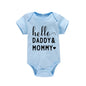 Hello Daddy Mommy Newborn Baby Bodysuit Pure Cotton Short Sleeve Summer Jumpsuit Cute Baby Onesie