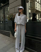 Fashion Women's Suit Zipper Trousers Round Neck Sweatshirt Wide Leg Trousers 2 Piece Set Conjuntos De Pantalón Fall Clothes 2025