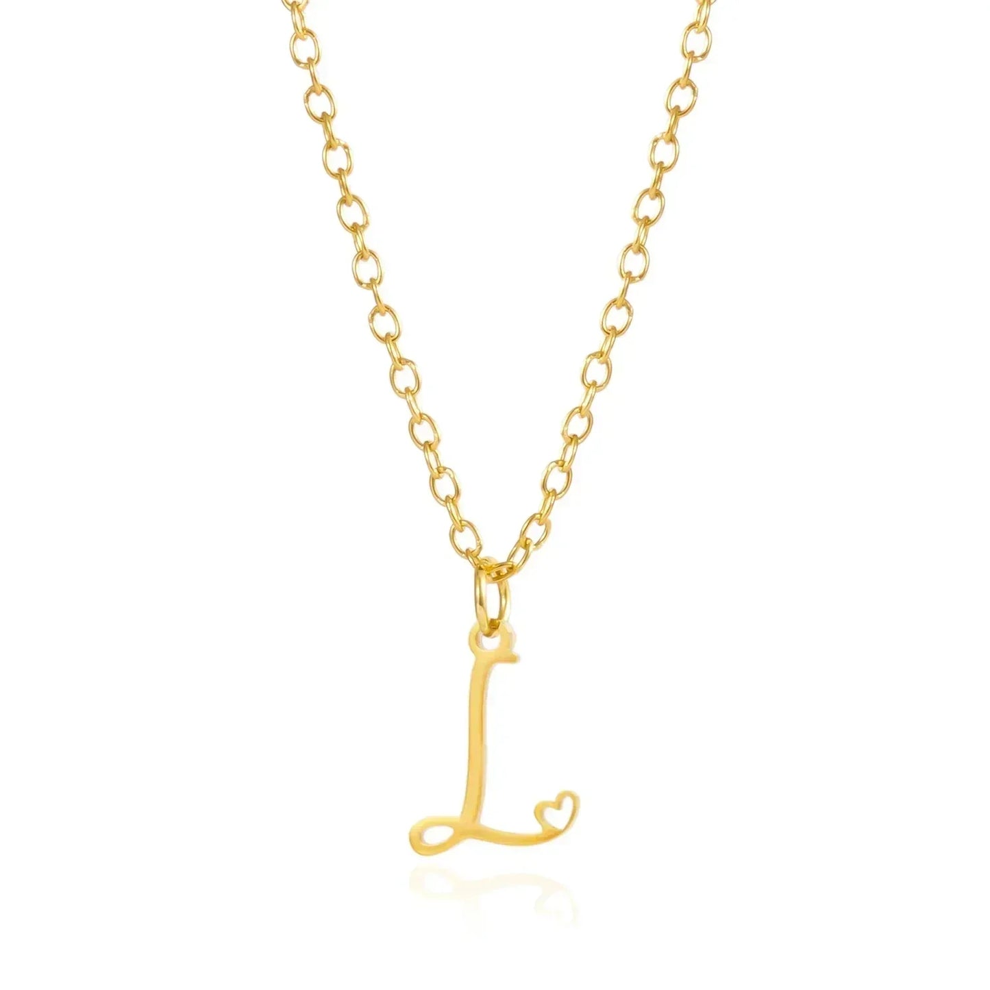 26 Initial Letters Heart Pendant Stainless Steel Necklace for Women Gold Color A-Z Alphabet Choker Chain Birthday Jewelry Gift