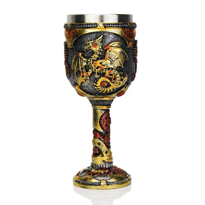 Gothic Wine Goblet Contain Dragon Claw Viking Skeleton Retro Stainless Steel Resin