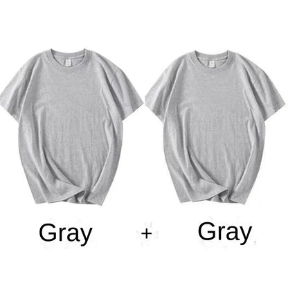 2-Pack Unisex Cotton White Loose Fit T-Shirts