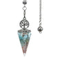 20x52mm Natural Stone Pendulum Tree of Life Hexagonal Cone Crushed Stone Aquamarine