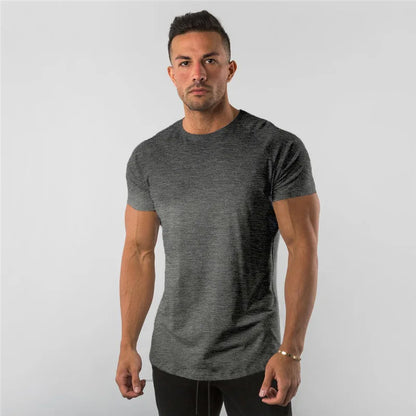 Cotton Plain Tops Tees Fitness Mens