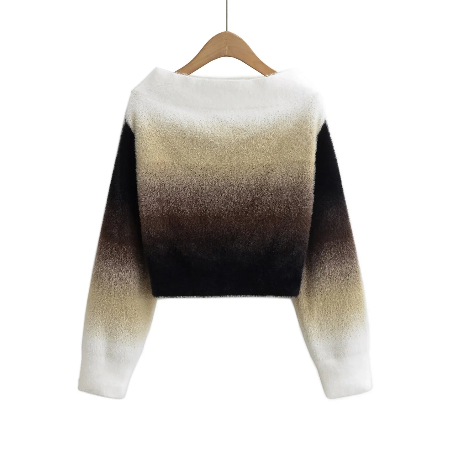 Women’s Retro Gradient Off-Shoulder Sweater