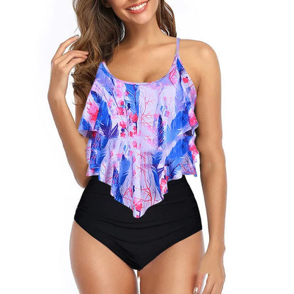 RuffleWave: Chic High Waist Bikini & Tankini Set