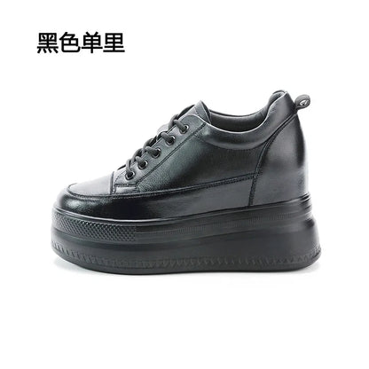 Fujin 9cm Women Shoes Sneakers Platform Heel Height Increased Wedge Pumps White Sneakers Shoe Breathable Heels for Women