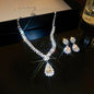 3 Pieces Of Fashionable Women's Water Drop Necklaces And Earrings Set For Wedding Season, Banquet And Party Accessories-2910